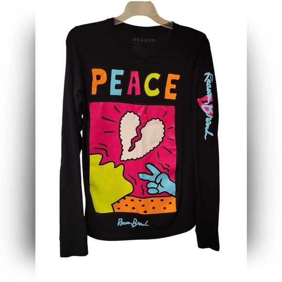 Men's Reason Brand Peace Long Sleeve Graphic Tee size small - Picture 1 of 3